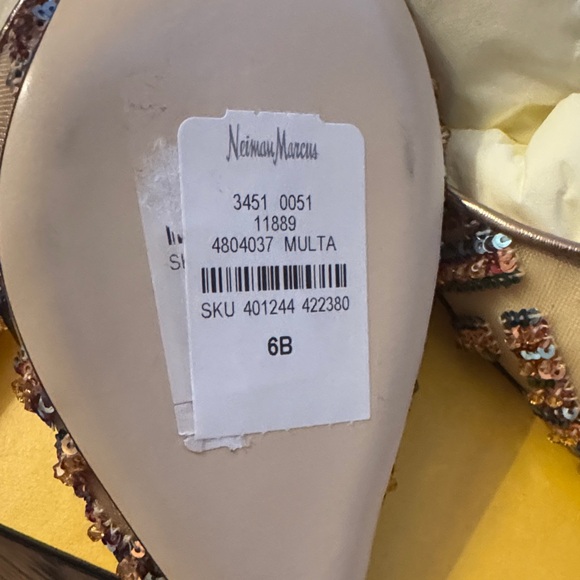 Fendi Tan metallic and Blue Embellished Kitten Heels - Picture 8 of 8